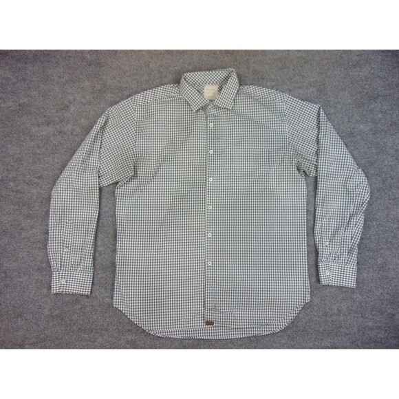 Billy Reid Shirt Mens 2XL Green White Check Long Sleeve Button Front Standard Cu - Picture 2 of 8